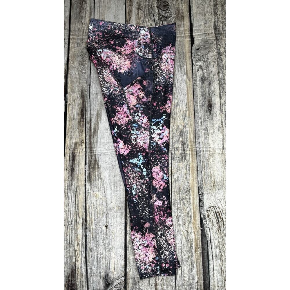 Spyder Leggings Womens Black Multi Color Paint Splatter Pockets Size Small - Picture 4 of 7